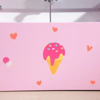 ZONEKIZ 2-in-1 Kids Storage Bench, Toy Box w/ Safety Rod - Pink(m-8)