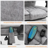 Vinsetto Bürostuhl mit Massagefunktion, Ergonomischer Schreibtischstuhl mit Heizfunktion, Liegefunktion, Höhenverstellbarer Drehstuhl mit Fußstütze, Seitentasche, Grau(m-4)
