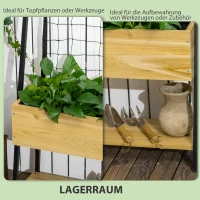 Outsunny verhoogd bed met latwerk, plank, plantenbak met natuurlijke binnenvoering(m-5)