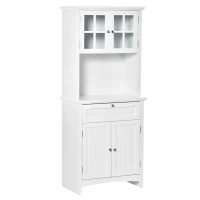 HOMCOM Mobile Dispensa Alto con 2 Armadietti, Ripiani Regolabili e Piano d'Appoggio, in MDF, 68.6x40x164 cm, Bianco(m-1)
