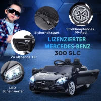 AIYAPLAY Kinder-Elektrische Auto, Met LED-Koplampen, Veiligheidsgordel, Claxon, Muziek, 3-5 km/u, Zwart, 107 x 62,5 x 44cm(m-6)