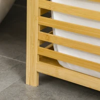 HOMCOM Wasmand van bamboe, uitneembare waszak, waterafstotend, naturel + beige(m-8)
