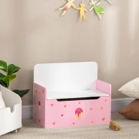 ZONEKIZ 2-in-1 Kids Storage Bench, Toy Box w/ Safety Rod - Pink(m-7)