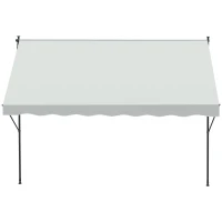 Outsunny Toldo Manual Retrátil Ajustável 300x170x200-290 cm com Manivela Proteção Solar UV40+ para Varanda Jardim Creme(m-9)
