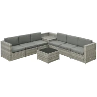 Outsunny poly rotan tuinmeubelen 8 stuks. Tuinset loungeset(m-11)