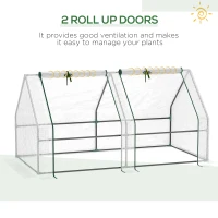 Outsunny Portable Mini Greenhouse, Outdoor Garden with Large Zipper Doors and Water/UV PE Cover, 6' x 3' x 3', White(m-7)