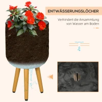 Outsunny plantenpotten set van 2, plantenpotten met verwijderbare voeten, gaten grijs(m-7)