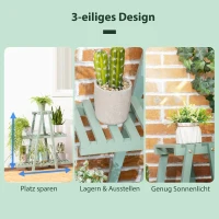 Outsunny plantenrek, bloemenrek met 3 treden, plantentrap voor 6 bloempotten, plantenstandaard voor tuin, balkon, hout, lichtgroen, 76 x 26 x 76 cm(m-5)