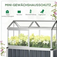 Outsunny verhoogd bed met serre, serre met raam, weerbestendige koelbox voor terras, achtertuin, balkon, donkergrijs, verzinkt staal, 114 x 60 x 129 cm(m-4)