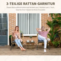 Outsunny rotan tuinmeubelset 3-delig. Zitgroep met kussens voor terras balkon(m-6)