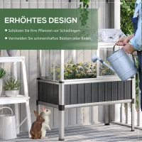 Outsunny verhoogd bed met serre, serre met raam, weerbestendige koelbox voor terras, achtertuin, balkon, donkergrijs, verzinkt staal, 114 x 60 x 129 cm(m-7)