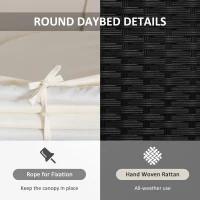 Outsunny Set Modular Canapea Circulara pentru Exterior din PE Ratan Negru si Bej(m-6)