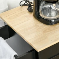 HOMCOM Cărucior de Bucătărie Multifuncțional cu 2 Sertare, Dulap cu 3 Uși și 4 Roți, 121x46x91 cm, Negru(m-9)