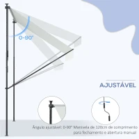 Outsunny Toldo Manual Retrátil Ajustável 300x170x200-290 cm com Manivela Proteção Solar UV40+ para Varanda Jardim Creme(m-5)