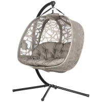 Outsunny hangstoel, 2 zits hangstoel met kussen, opklapbare zitmand, staal(m-11)