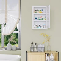 kleankin Medicijnkast, 3 Vakken, Afsluitbare Deur, Stevig Stalen Behuizing, Wit, 30 x 14 x 46 cm(m-10)