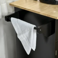 HOMCOM Cărucior de Bucătărie Multifuncțional cu 2 Sertare, Dulap cu 3 Uși și 4 Roți, 121x46x91 cm, Negru(m-7)
