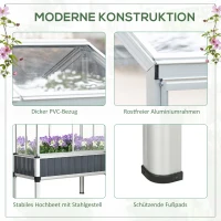 Outsunny verhoogd bed met serre, serre met raam, weerbestendige koelbox voor terras, achtertuin, balkon, donkergrijs, verzinkt staal, 114 x 60 x 129 cm(m-6)
