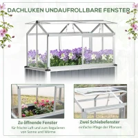 Outsunny verhoogd bed met serre, serre met raam, weerbestendige koelbox voor terras, achtertuin, balkon, donkergrijs, verzinkt staal, 114 x 60 x 129 cm(m-5)