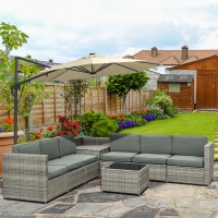 Outsunny poly rotan tuinmeubelen 8 stuks. Tuinset loungeset(m-10)