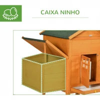 PawHut Galinheiro de Madeira para 3-6 Galinhas com Teto Asfáltico Porta com Trava Bandeja Amovível e Rampa 297,5x68x118cm Madeira(m-6)