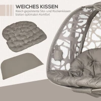Outsunny hangstoel, 2 zits hangstoel met kussen, opklapbare zitmand, staal(m-6)
