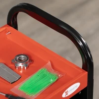 DURHAND gereedschapswagen met 3 schappen, transportwagen met haak voor garage, rood(m-7)