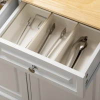 HOMCOM Kücheninsel, 2 Schränke, 2 Schubladen, 6 Gewürzregale, 108 cm x 78,4 cm x 84 cm; Natur +Weiß(m-8)