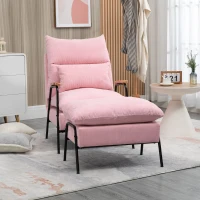 HOMCOM oorfauteuil met kruk, fauteuil met verstelbare rugleuning, roze(m-11)