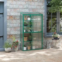 Outsunny hoogslaper, koelframe met schuifdeur, verstelbare planken, aluminium groen(m-10)