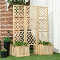 Outsunny verhoogd bed met opklapbaar hekwerk, plantenbak met privacyscherm 133x165 cm(m-10)