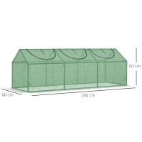 Outsunny Kas met oprolbare ramen, weerbestendig, 180 cm x 60 cm x 60 cm, Groen(m-3)