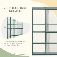 Outsunny hoogslaper, koelframe met schuifdeur, verstelbare planken, aluminium groen(m-4)