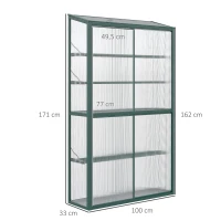 Outsunny hoogslaper, koelframe met schuifdeur, verstelbare planken, aluminium groen(m-3)