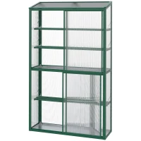 Outsunny hoogslaper, koelframe met schuifdeur, verstelbare planken, aluminium groen(m-11)