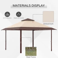 Outsunny 4 x 4m Pop-up Gazebo Double Roof Canopy Tent with UV Proof, Roller Bag & Adjustable Legs Outdoor Party, Steel Frame, Coffee(m-4)
