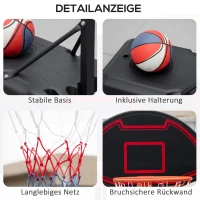 HOMCOM basketbalring, in hoogte verstelbaar, vulbaar onderstel, zeer stabiel, zwart, 131 x 49 x 195-250 cm(m-7)