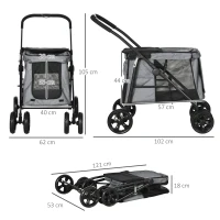 PawHut hondenbuggy, hondenwagen met kussen, opvouwbare hondenbuggy, kattenbuggy(m-3)