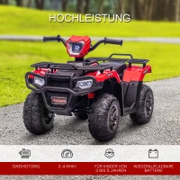 HOMCOM elektrische kinderquad, elektrische auto, elektrische quad, kindervoertuig, rood(m-4)
