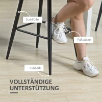 HOMCOM set van 2 barkrukken met voetsteun in retrodesign, grijs, 42 cm x 47 cm x 105 cm(m-6)