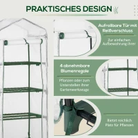 Outsunny Kas met Planken, Weerbestendig, Oprolbare Deur, 70 cm x 50 cm x 160 cm, Wit + Zwart(m-6)