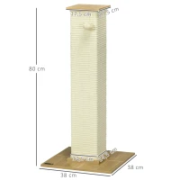 PawHut kattenboom, 80 cm, krabpaal voor katten met speelgoedbal, krabpaal van sisaltouw, krabpaal voor katten met krabplank, kattenmeubel, eiken+crèmewit(m-3)