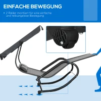 Outsunny dubbele ligstoel, schommelbank met zonnekap, wielen voor 2 personen(m-5)