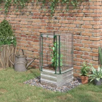 Outsunny verhoogd bed, 3-delige set plantenbak, serre met plastic hoes, hekwerk, bloembak voor klimplanten, voor tuin, terras en balkon, 53 x 53 x 90 cm(m-10)