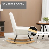 HOMCOM schommelstoel met sherpa fleece, draagvermogen 150 kg, creme(m-4)