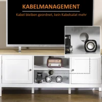 HOMCOM tv-bank, tv-dressoir, twee kasten met deuren, 2 open vakken, wit+naturel, 120 x 35 x 48 cm(m-6)