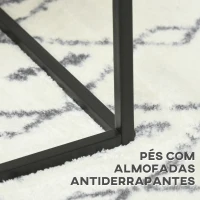 HOMCOM Conjunto de 2 Mesas Auxiliares Empilháveis com Bancada de Vidro Temperado 42,5x42,5x40 cm e 35x35x35,5 cm Mármore e Preto(m-6)