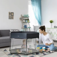 HOMCOM Laufstall klappbar tragbar 134 cm x 134 cm x 83 cm Mesh PP Grau(m-2)