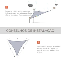 Outsunny Vela de Sombra Triangular 3x3x3 m Toldo Vela de HDPE com Proteção UV Aneis em Forma de D e Cordas para Jardim Pátio Piscina Cinza(m-7)