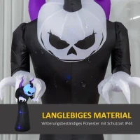 Outsunny spook met pompoenkop, opblaasbaar Halloweendecor met blauw vlammeneffect, 88 x 79 x 210 cm(m-5)